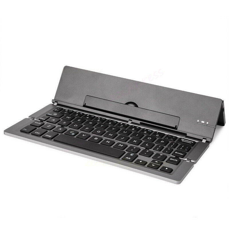 Foldable Cordless Bluetooth Wireless Keyboard for Tablet Phone Aluminum Stand