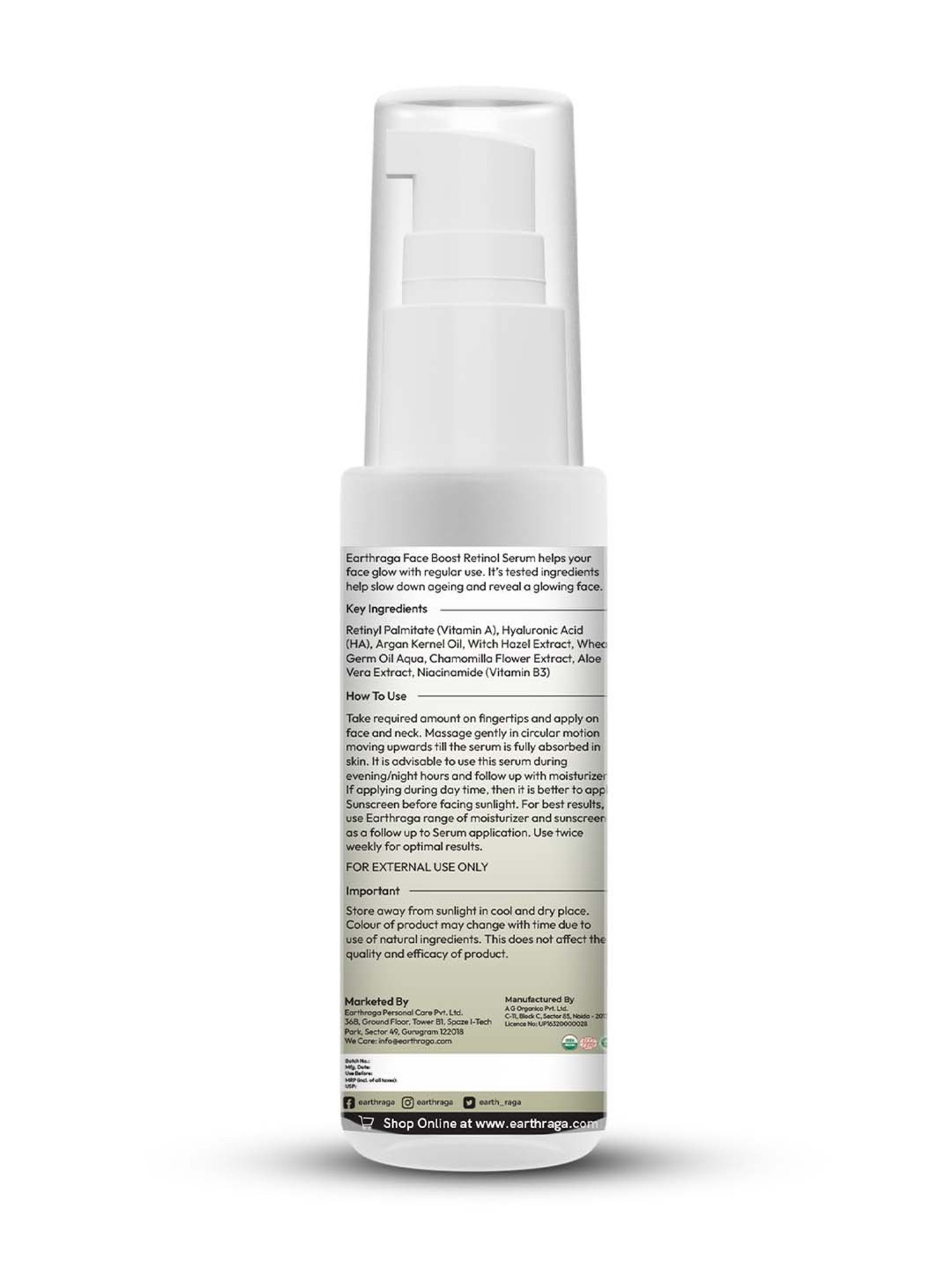 Earthraga Face Boost Retinol Serum - 30 ml