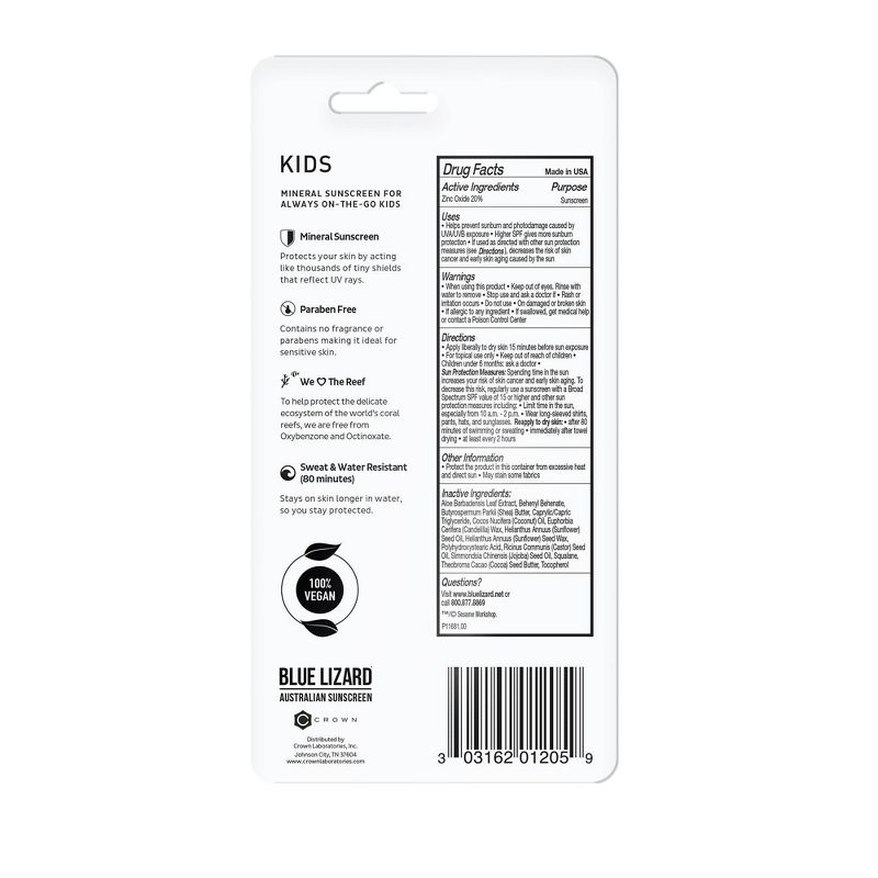 Blue Lizard Kids' Sunscreen Stick - Cookie Monster - SPF 50 - 0.5oz