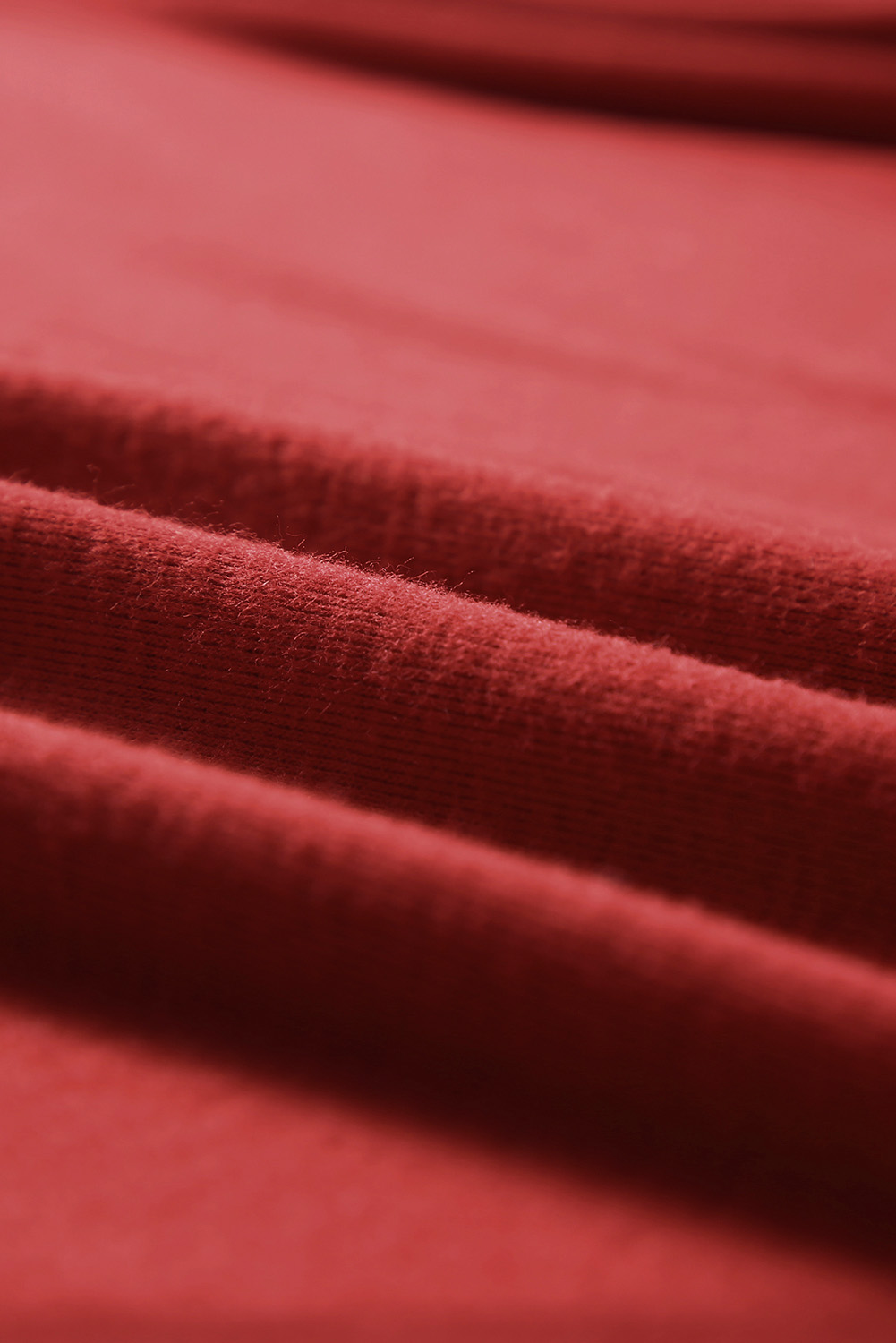 Red Solid Color Exposed Seam Long Sleeve Top