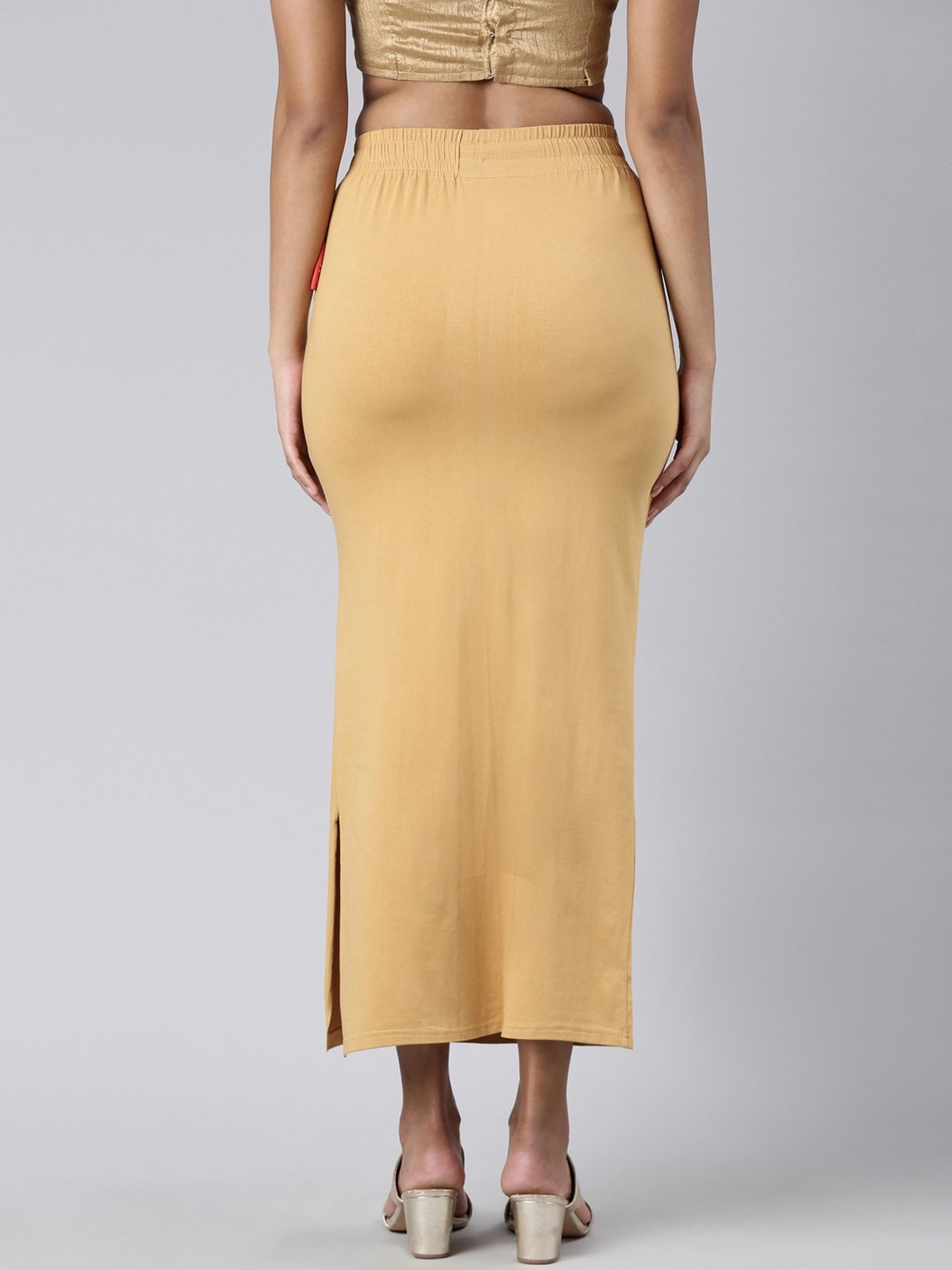 JCSS Beige Cotton Saree Shapewear