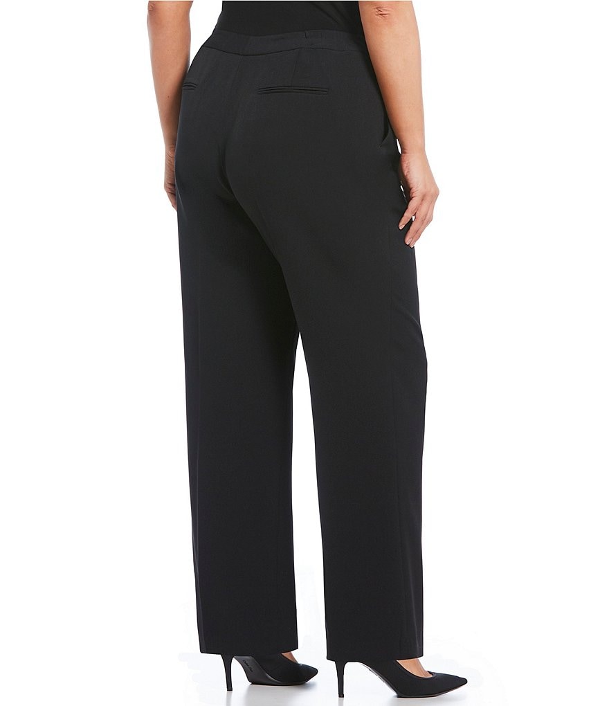 Kasper Plus Size Stretch Crepe Straight-Leg Pants