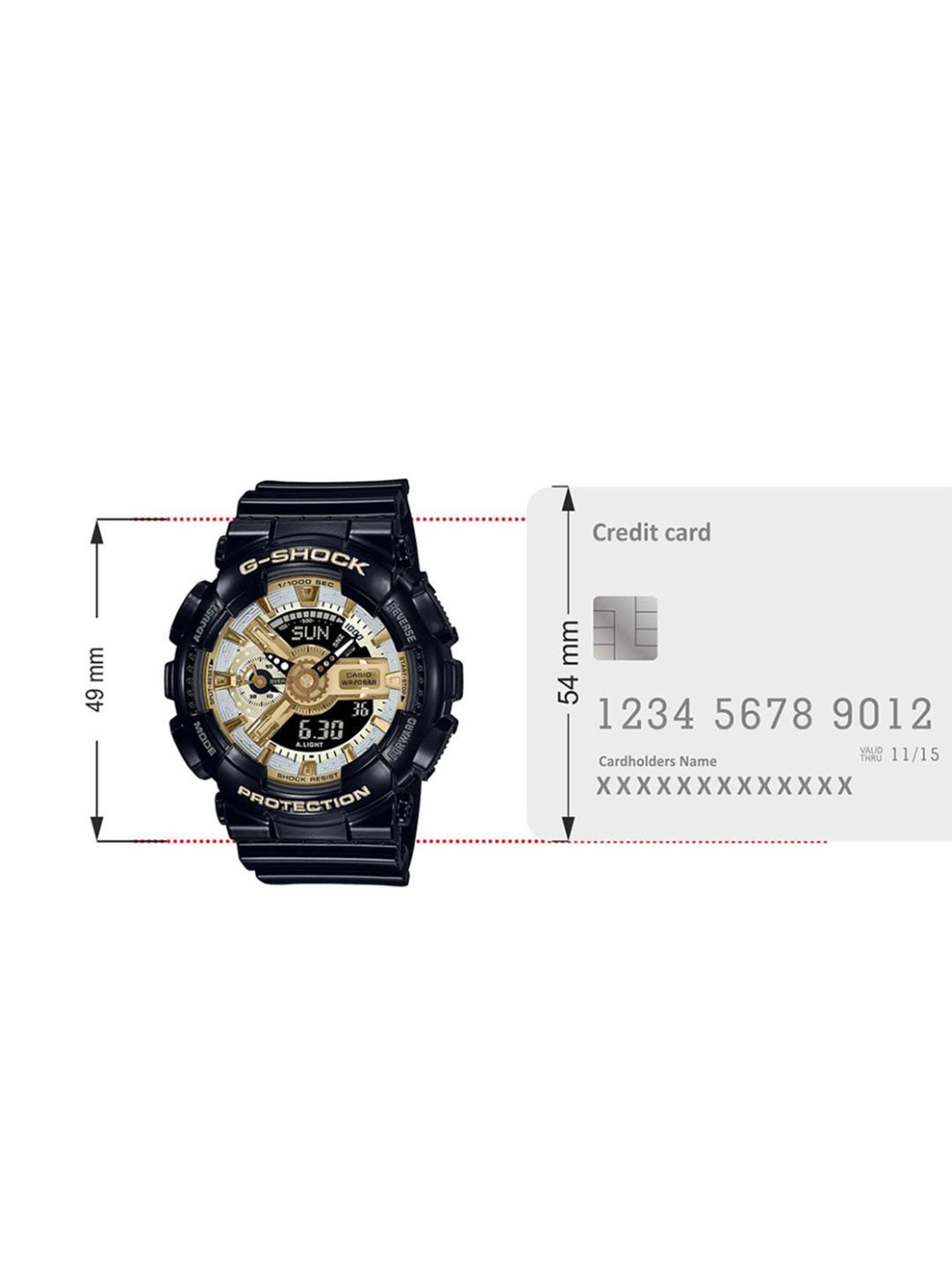 Casio G-Shock GMA-S110GB-1ADR Gold-Silver Analog-Digital Dial Black Resin Strap Women's Watch G1286