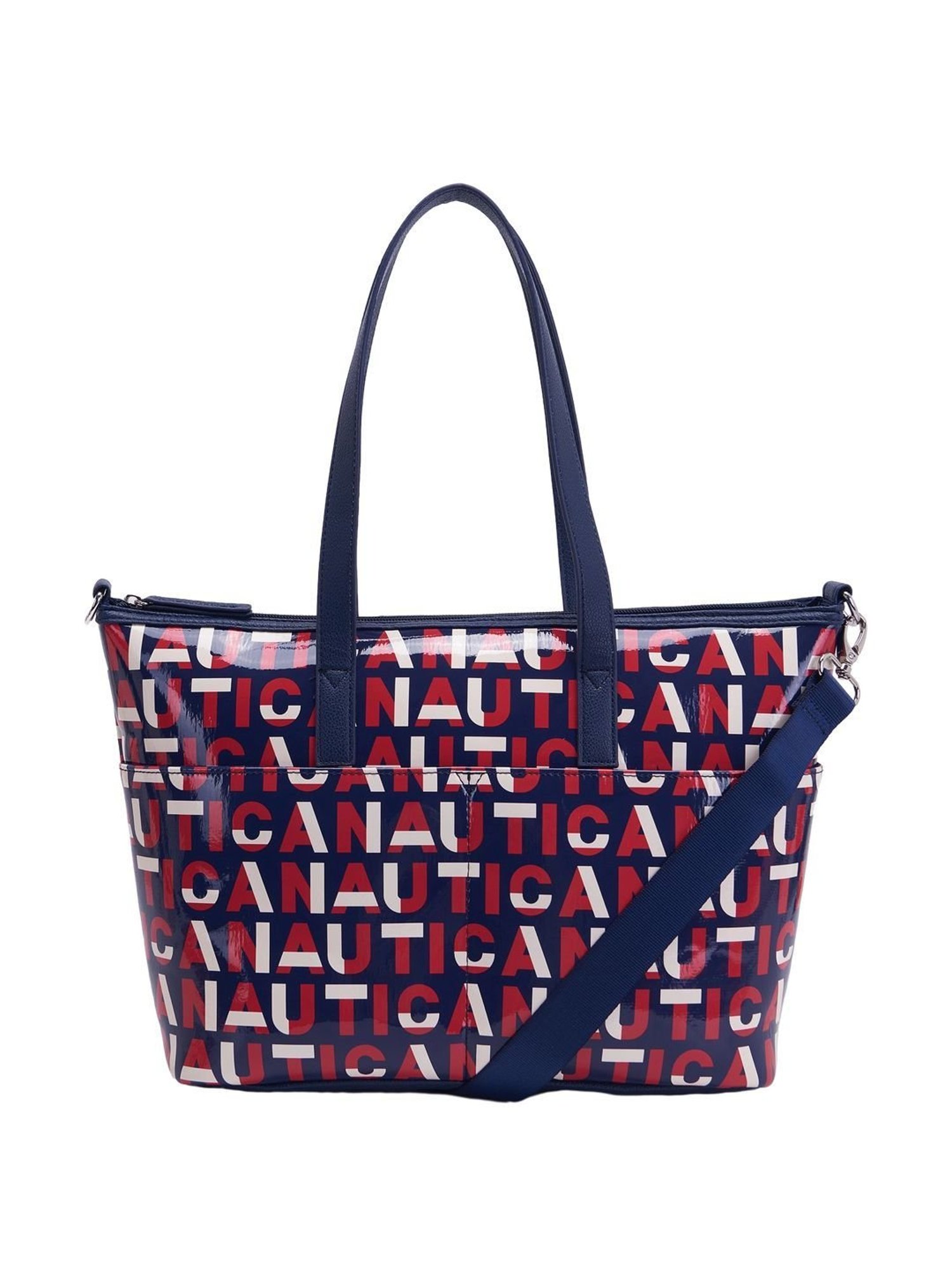 Nautica Navy Blue Solid Medium Tote Handbag