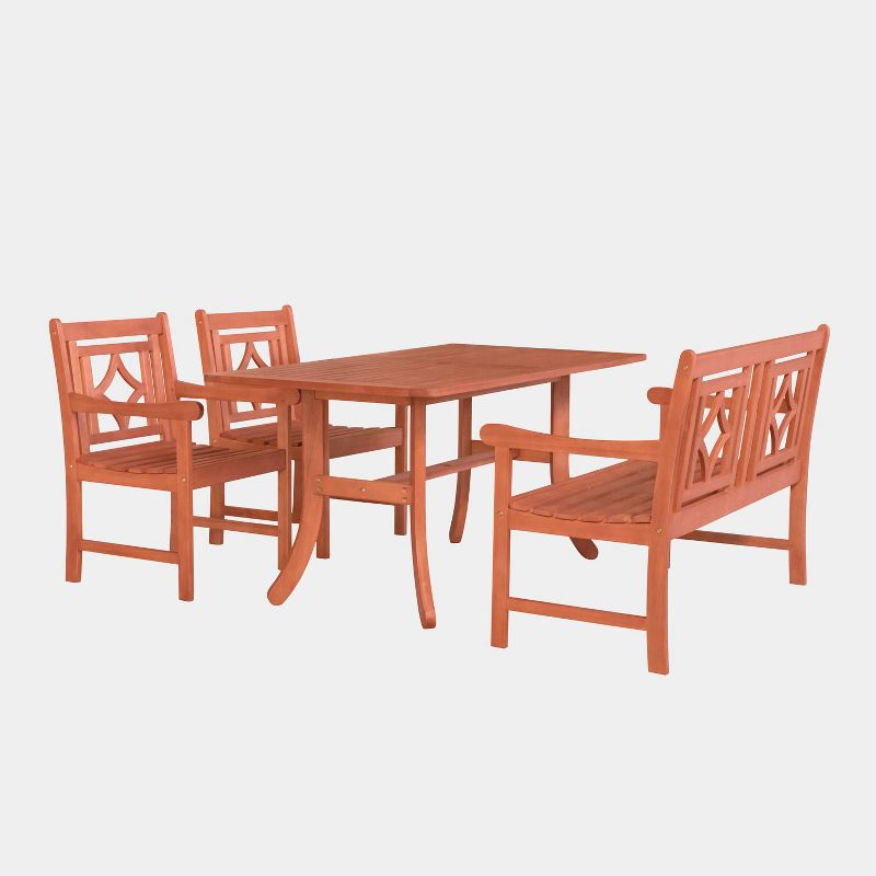Malibu 4pc Wood Outdoor Patio Dining Set - Tan - Vifah