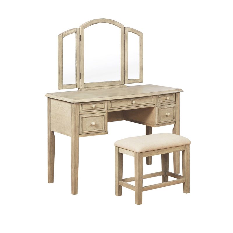 Sophie Vanity and Stool White Wash - Powell Company