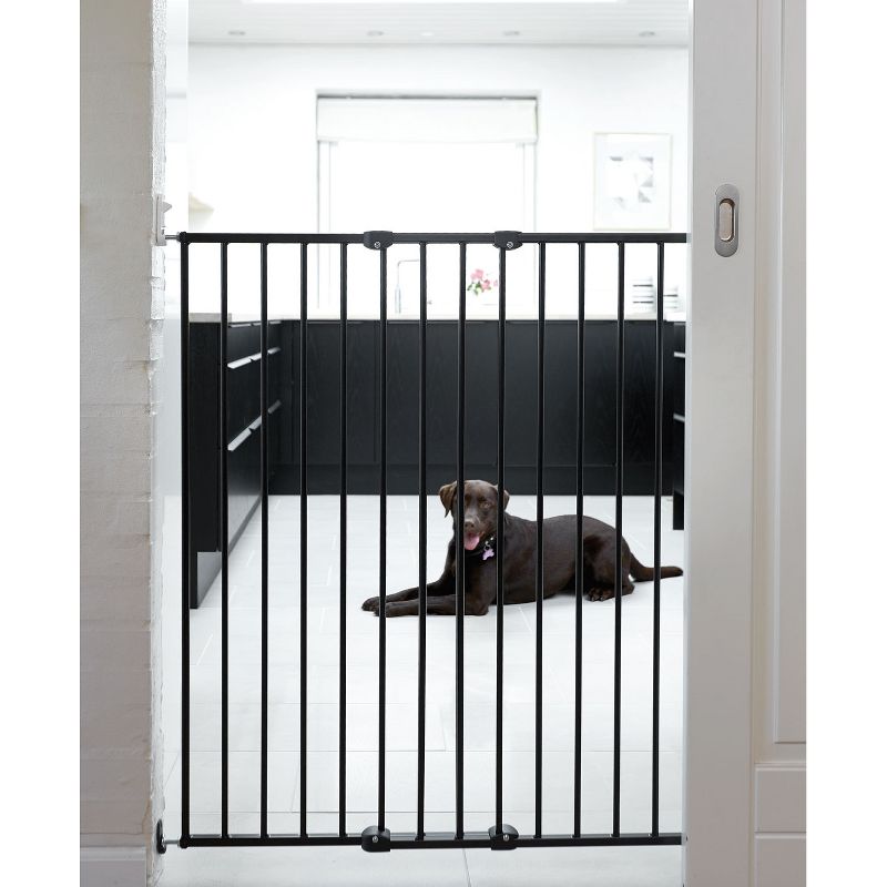 Scandinavian Pet Design Extra Tall 42 Inch Wall Mount Portable Animal Pet Safety Gate for Large and Small Dogs, Black