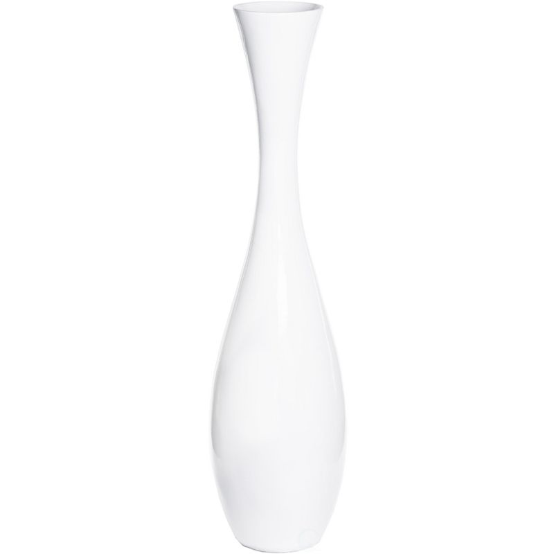 Uniquewise 43 Inch Tall White Modern Fiberglass Narrow Trumpet Floor Vase