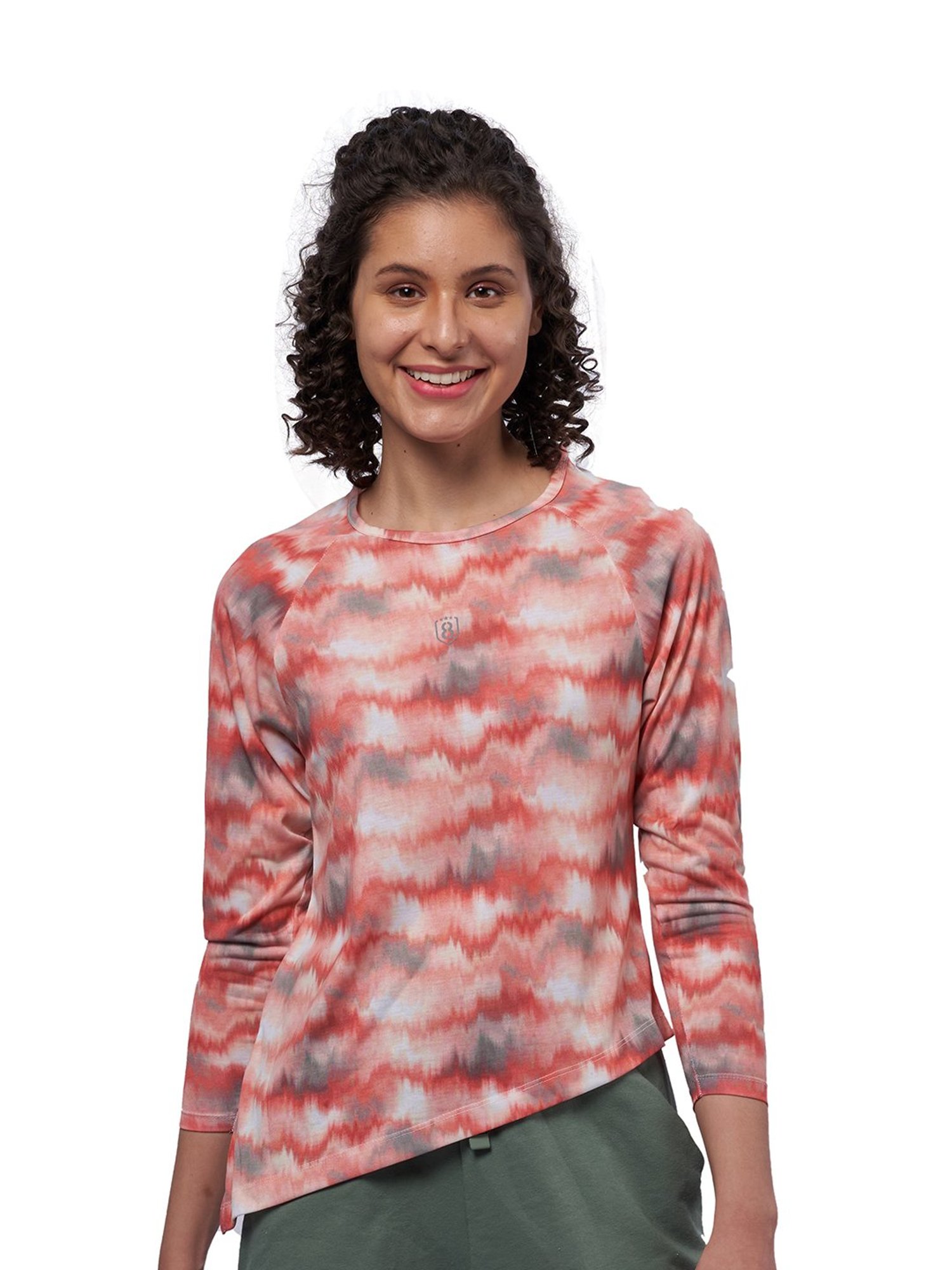 Domin8 Women Tie-Dye Raglan Full Sleeve Asymmetrical Top
