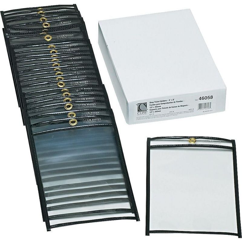 C-Line Shop Ticket Holders Stitched Both Sides Clear 25" 5 x 8 25/BX 46058