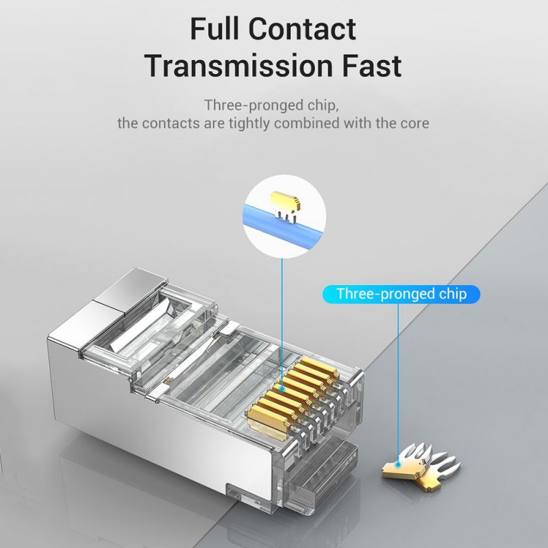 Vention IDCR0-10 Cat.6 Network Connector RJ45 Modular Plug Gold-plated Contacts PC Material Cat.6 FTP 10 Pieces