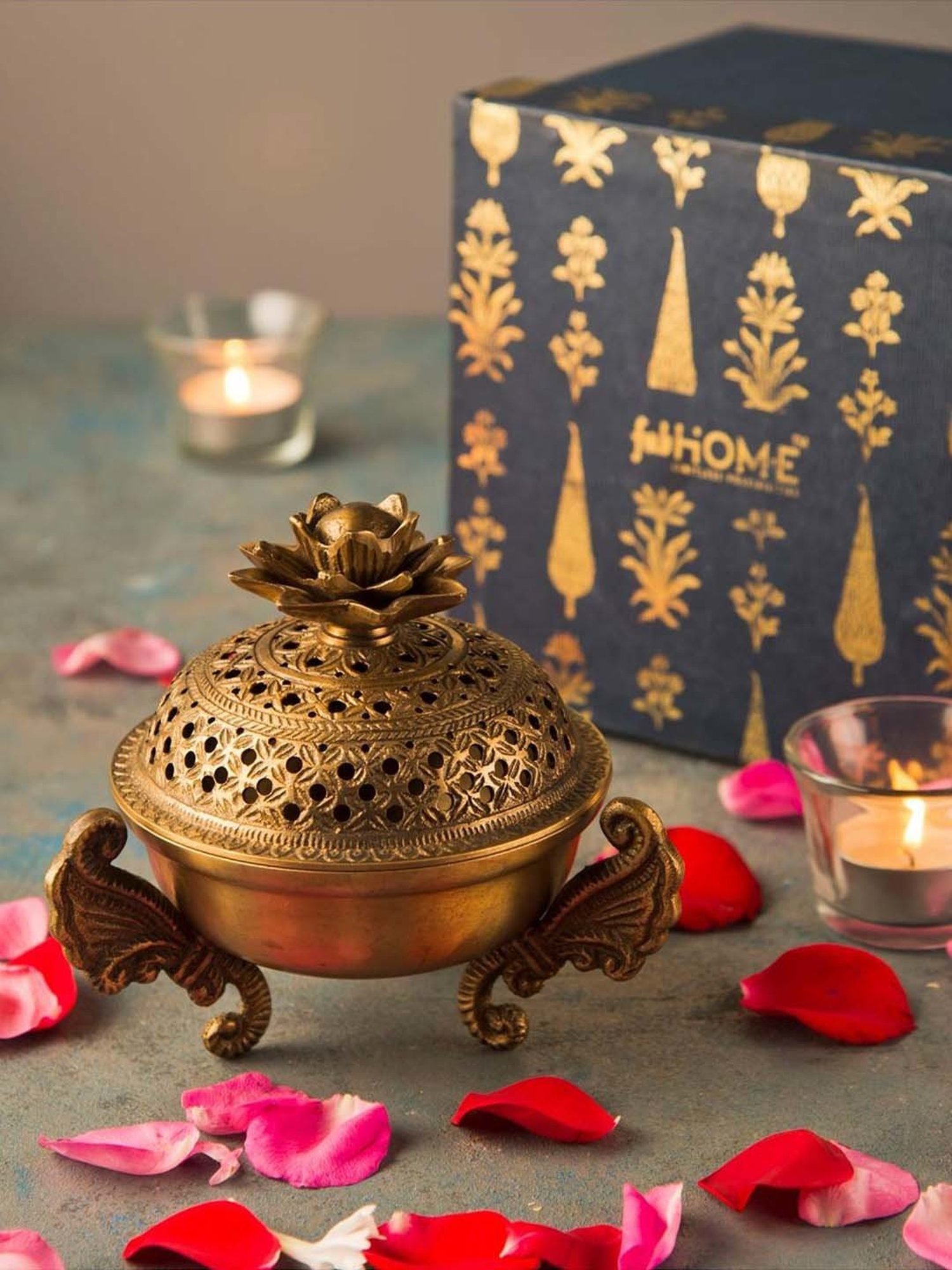 Fabindia Home Mehnoor Golden Metal Fumer
