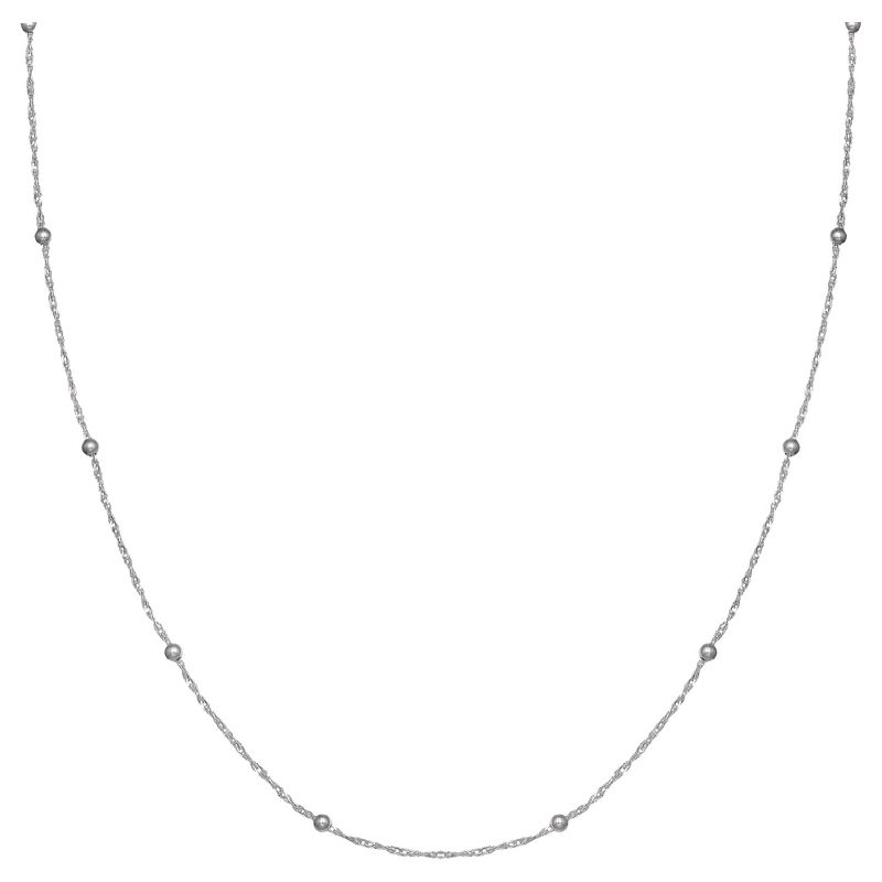 Women's Diamond Cut Twist Chain with Polished Beads in Sterling Silver -Gray (18")