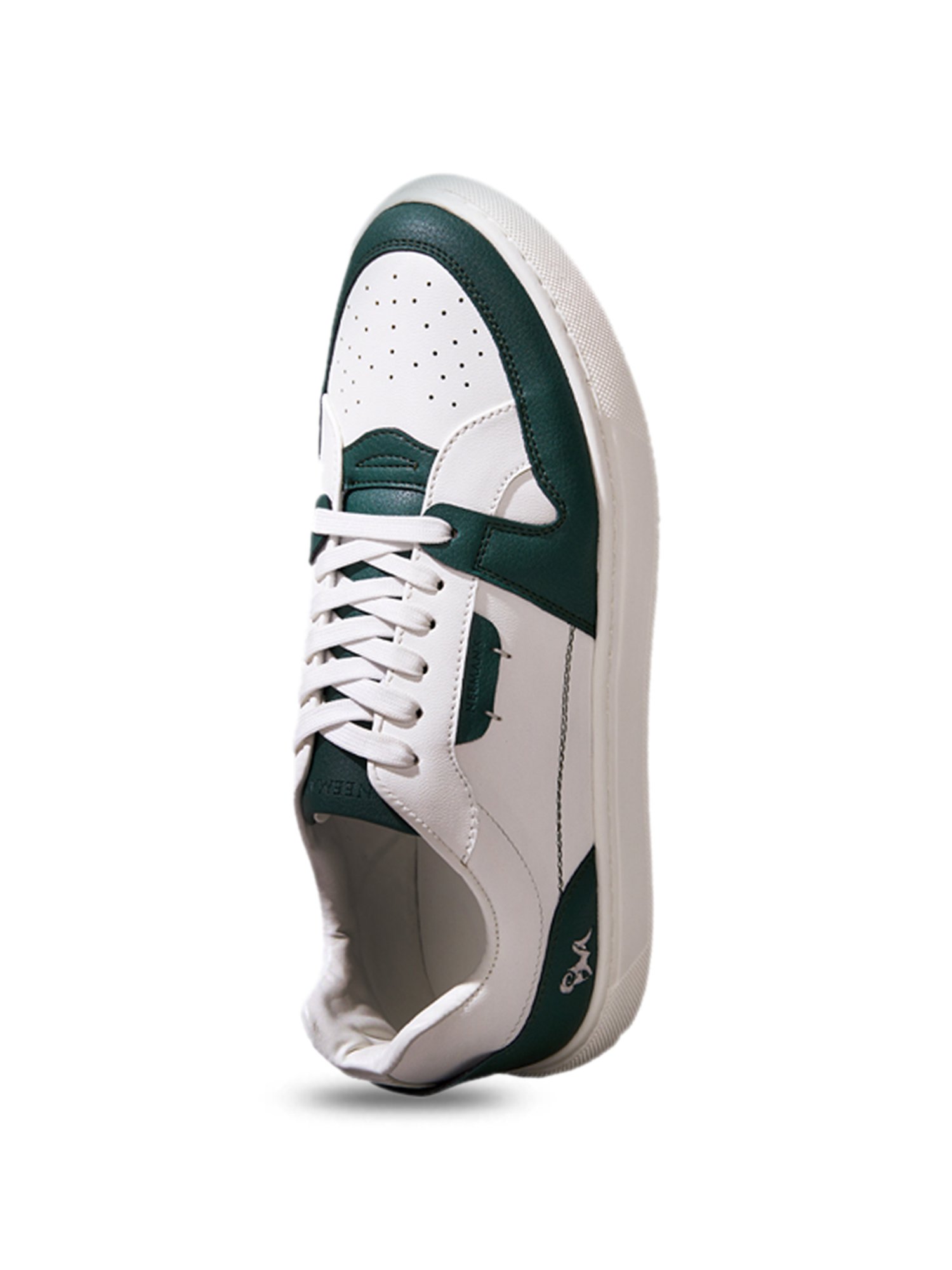 Neemans Men's Retro Slick Green & White Casual Sneakers