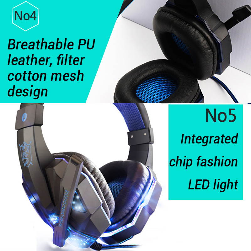 HISPETECH Glow LED Heaadphone Bass HD Stereo Sound Gaming Headset Mic Gamer Over-ear Headband Earphone Noise Cancelling with Microphone for PC Game