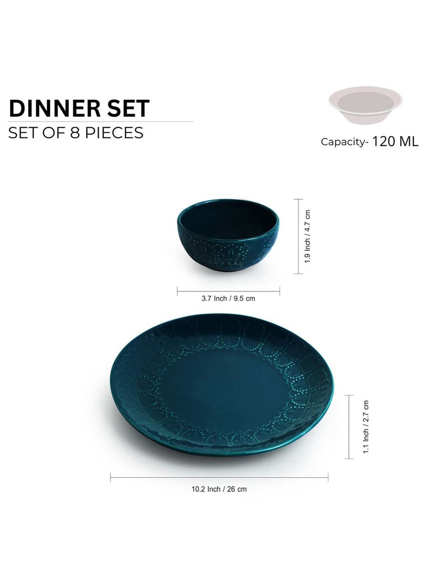 Cello White & Rust Glass Dinner Set