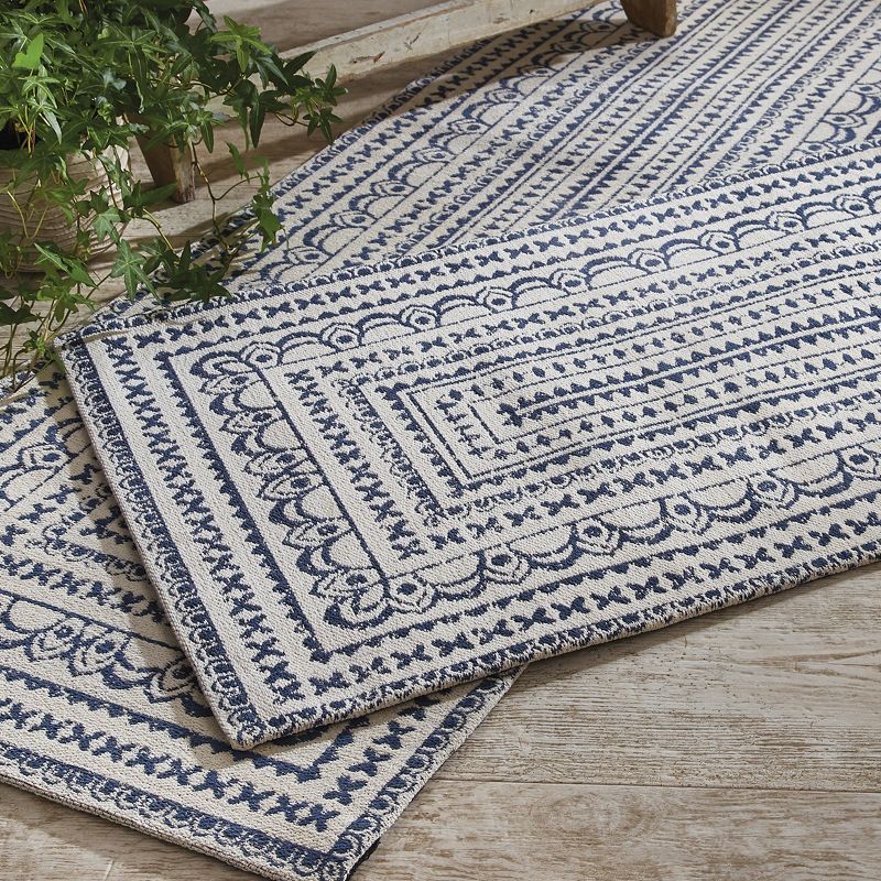 2'x3' Rectangle Hand Made Woven Cotton Area Rug Blue - Split-P