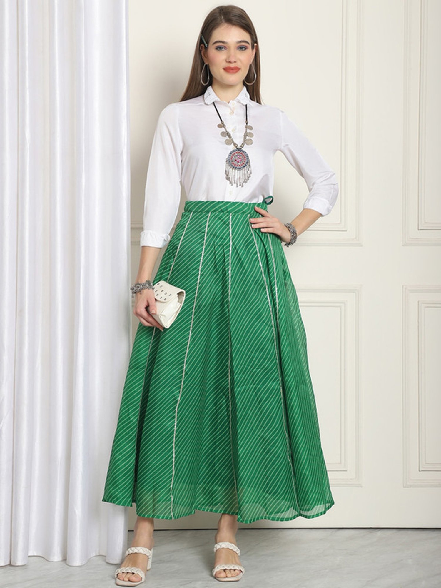 NEUDIS Green Stripes Skirt