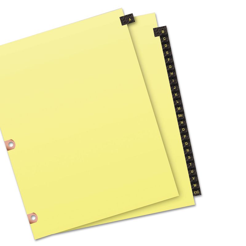 Avery Preprinted Black Leather Tab Dividers w/Copper Reinforced Holes 25-Tab Letter 25180