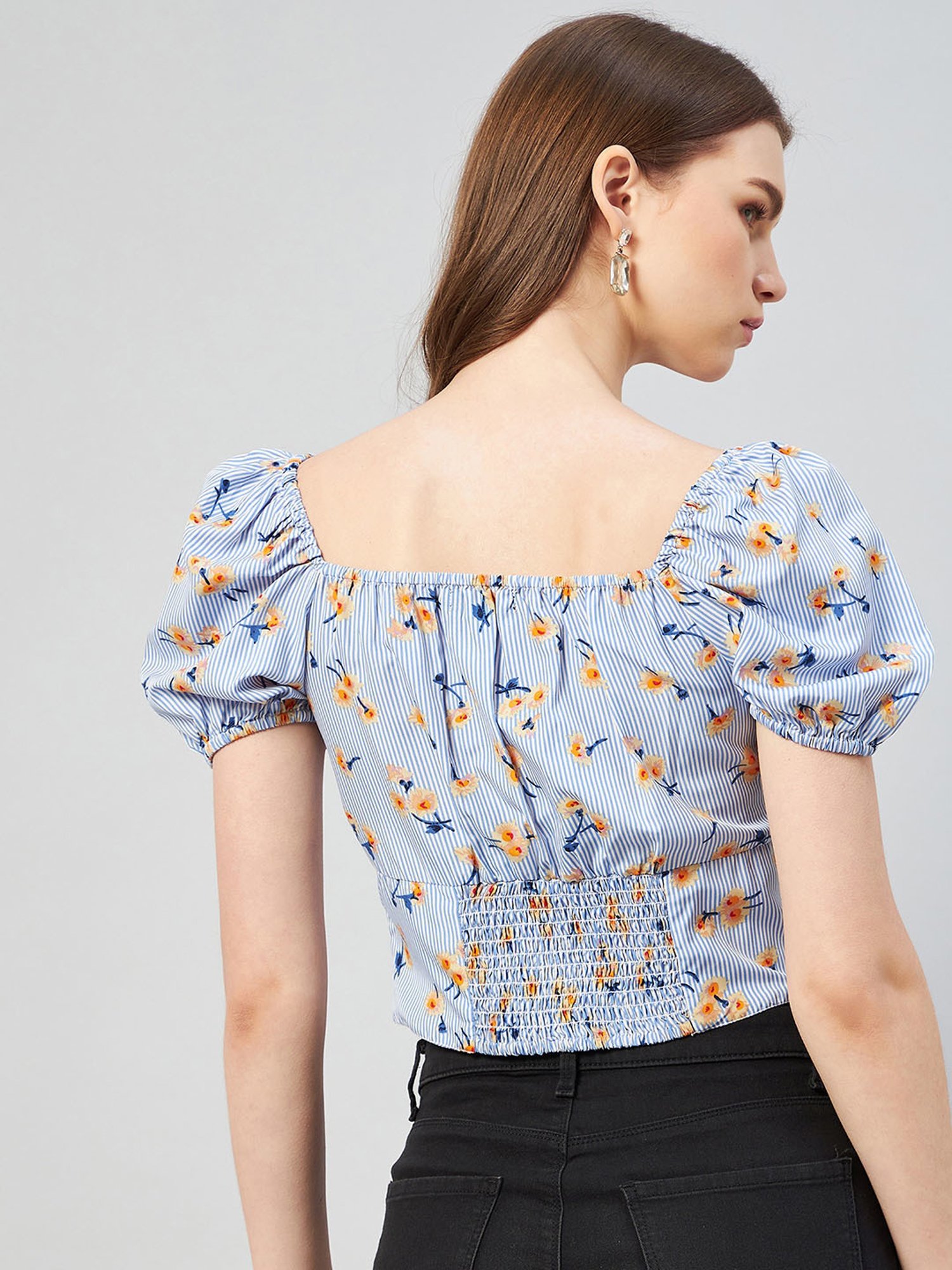 Rare Blue Floral Print Top