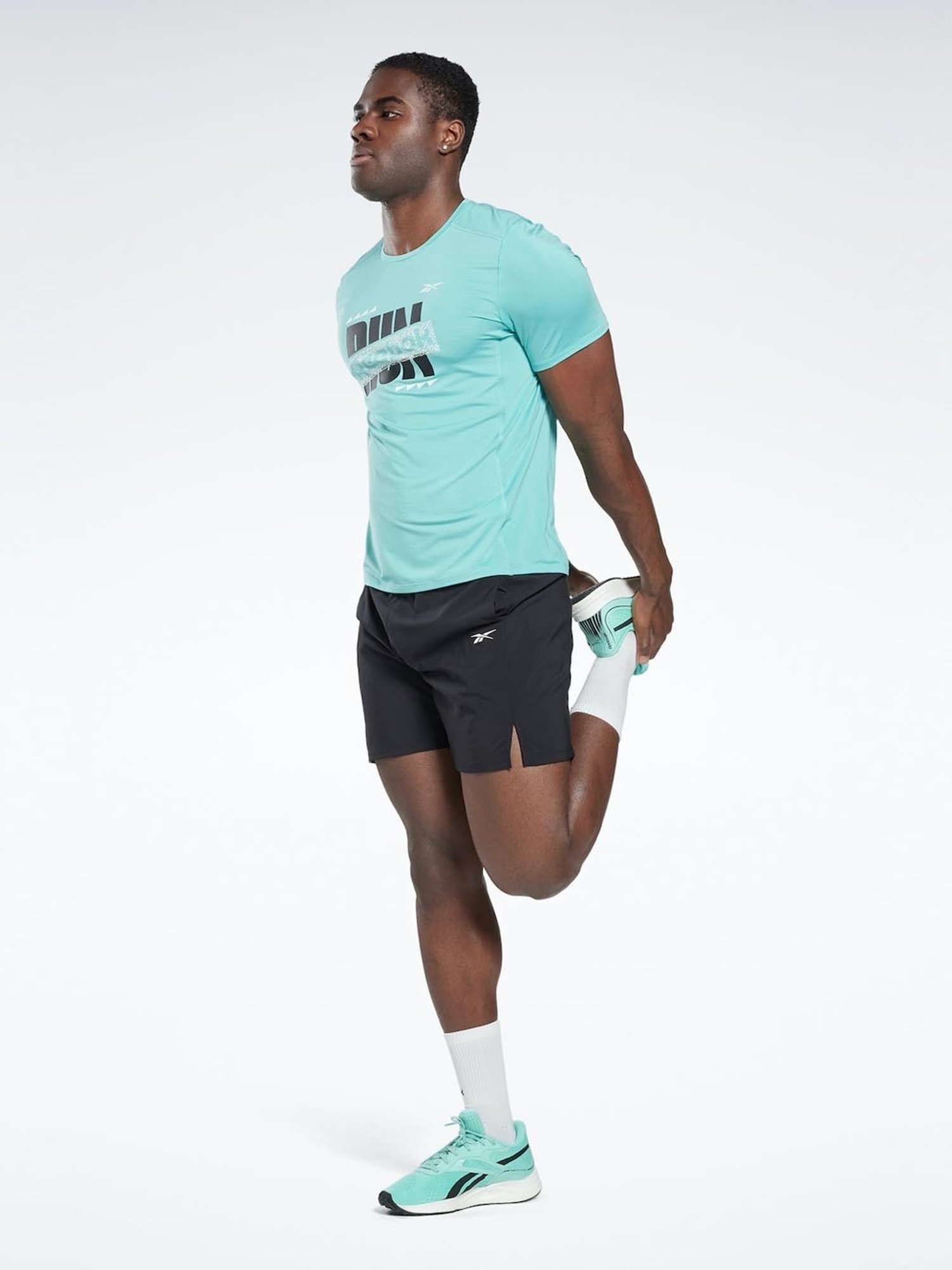 Reebok Blue Slim Fit Printed T-Shirt