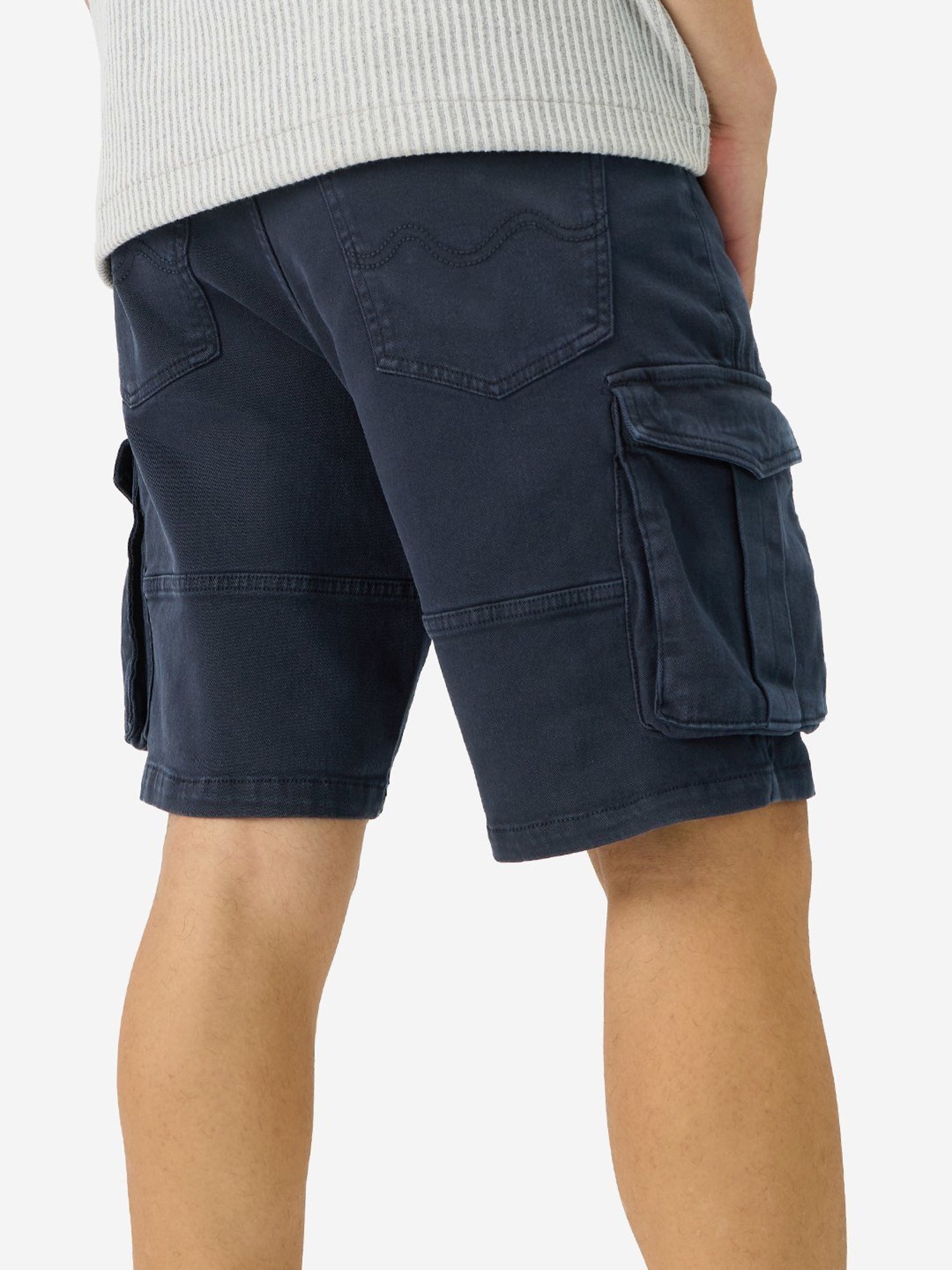The Souled Store Navy Regular Fit Cargo Shorts