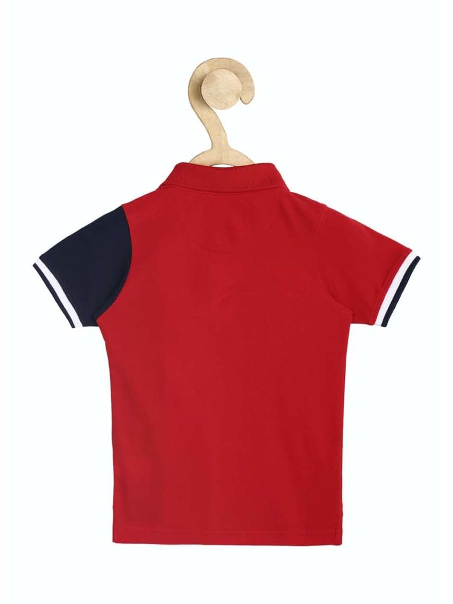 Allen Solly Kids Red & White Color Block Polo T-Shirt