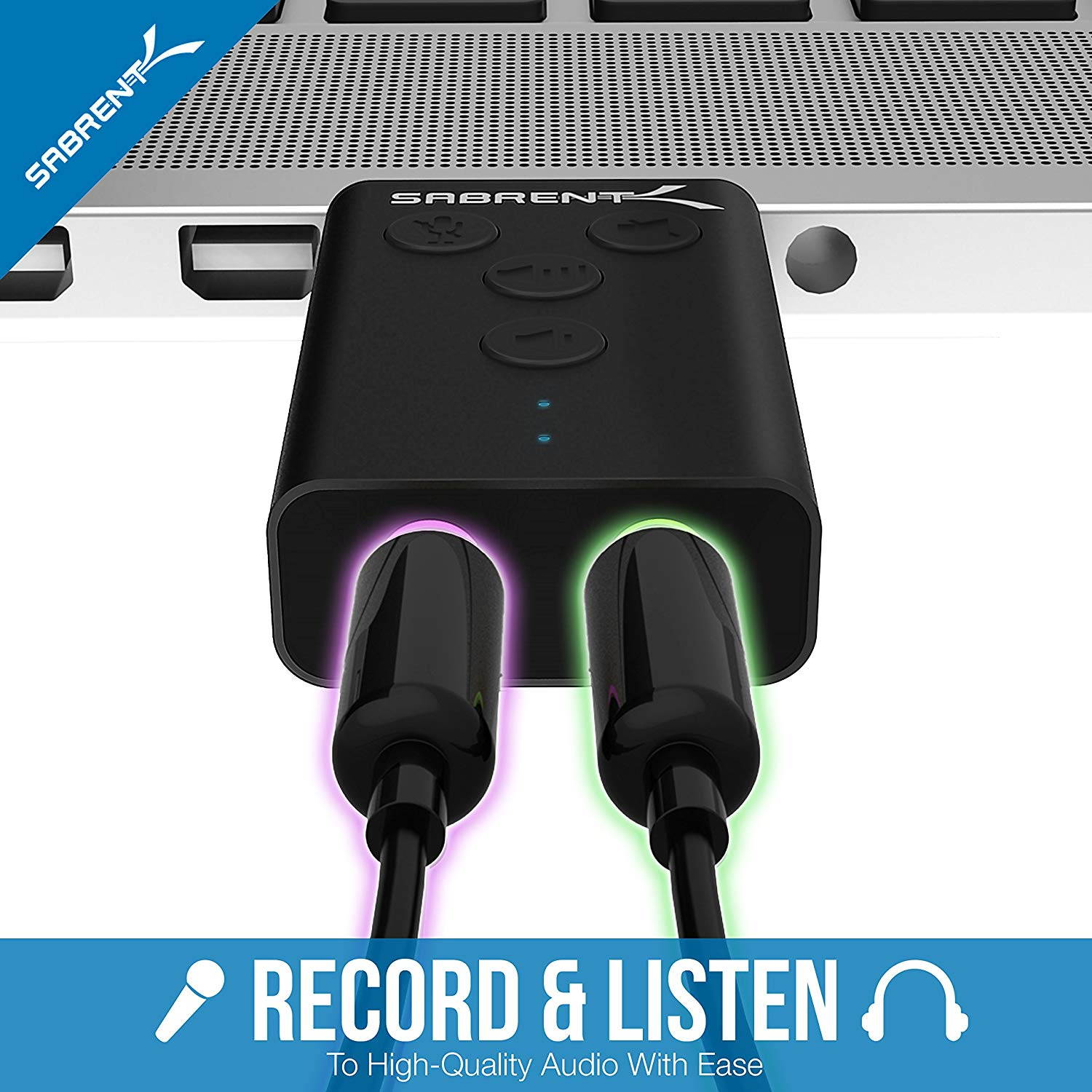 Sabrent Aluminum USB External 3D Stereo Sound Adapter [Black] (AU-DDAB)