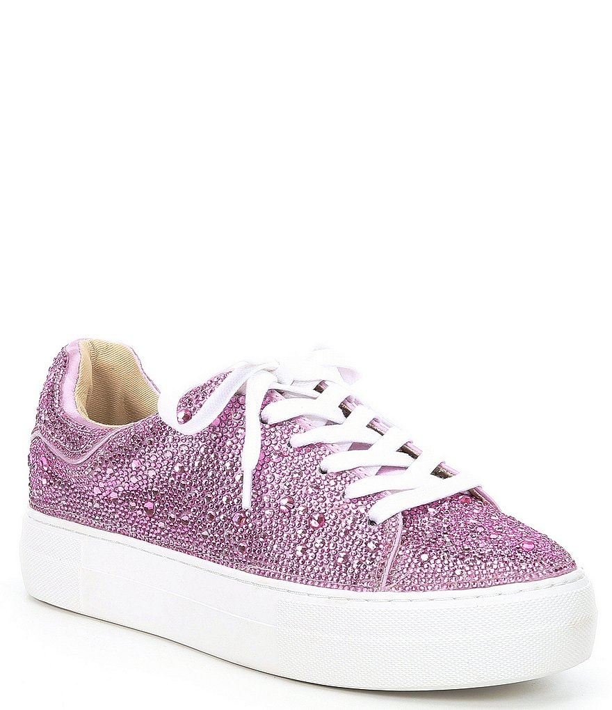 Blue by Betsey Johnson Sidny Rhinestone Embellished Platform Lace-Up Sneakers