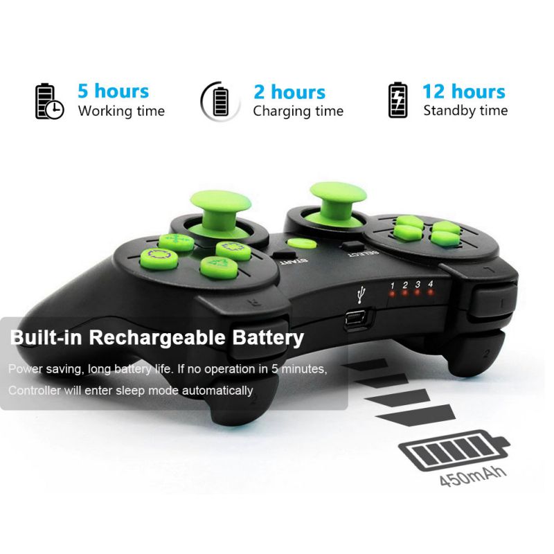 CHENGDAO PS3 Controller 2 Pack Wireless Dual Shock Gamepad for Sony Playstation 3 with Charging Cord (Black + red )