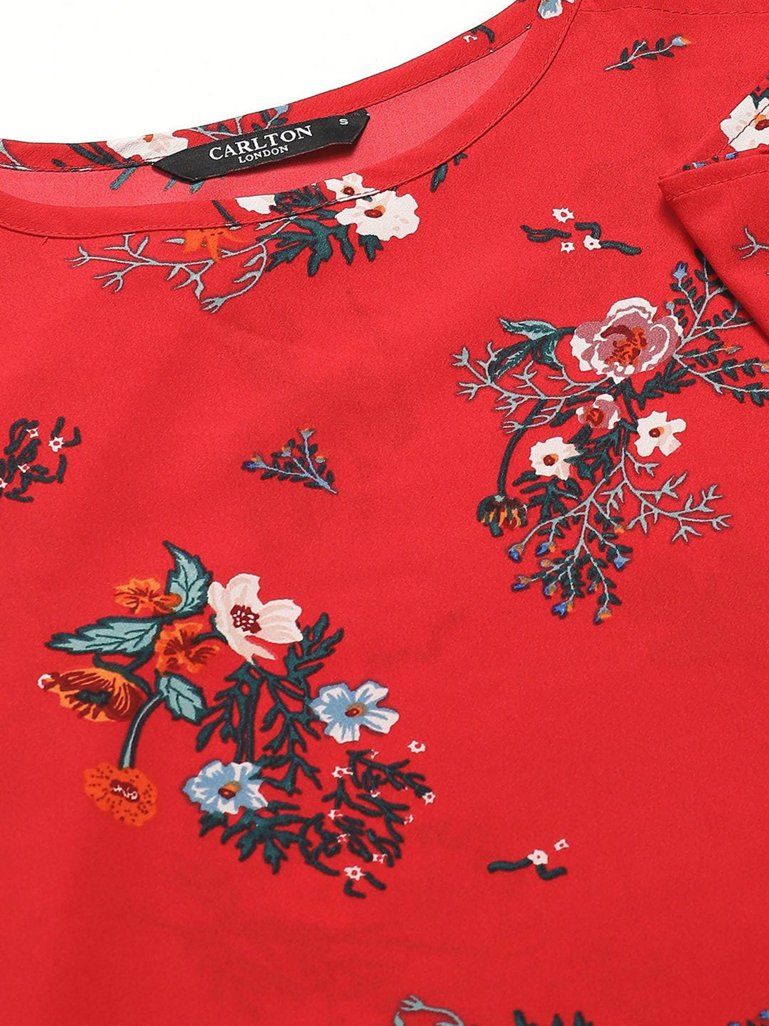 Carlton London Red Floral Print Top