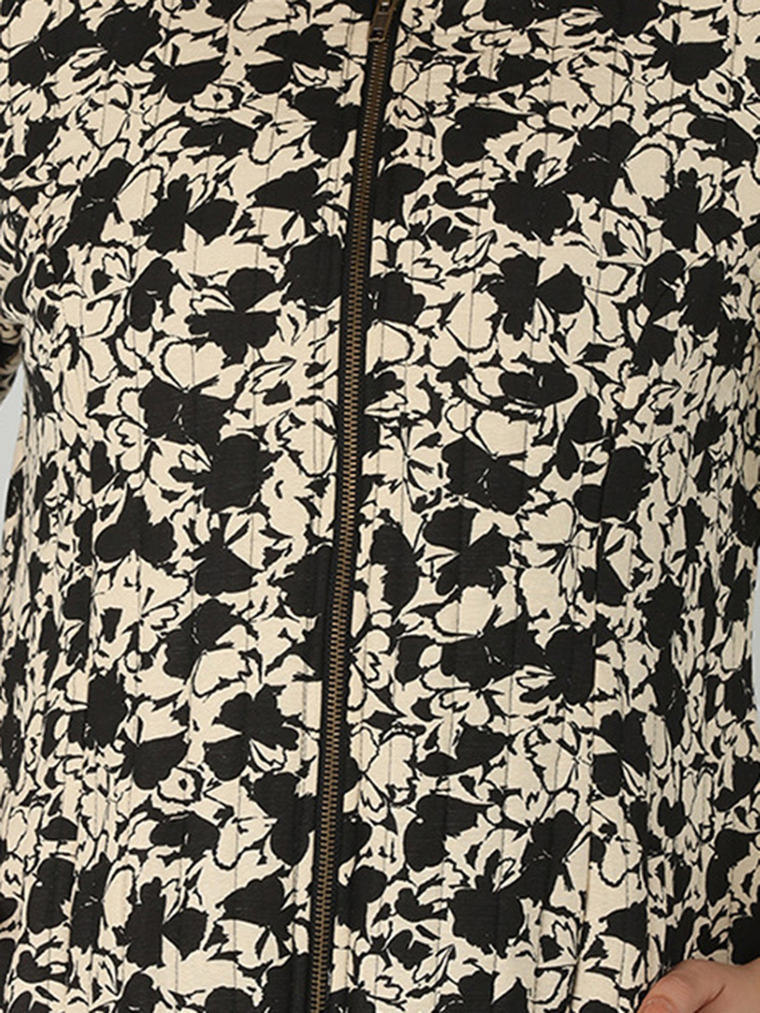 Mustard Black & Cream Floral Print Jacket