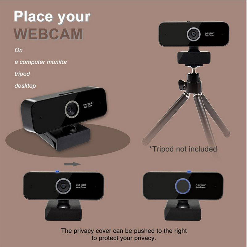 Webcam HD 1080p Web Camera, USB PC Computer Webcam with Microphone, Laptop Desktop Full HD Camera Video Webcam 110 Degree Widescreen, Pro Streaming Webcam for Recording, Calling, Conferencing, Gaming