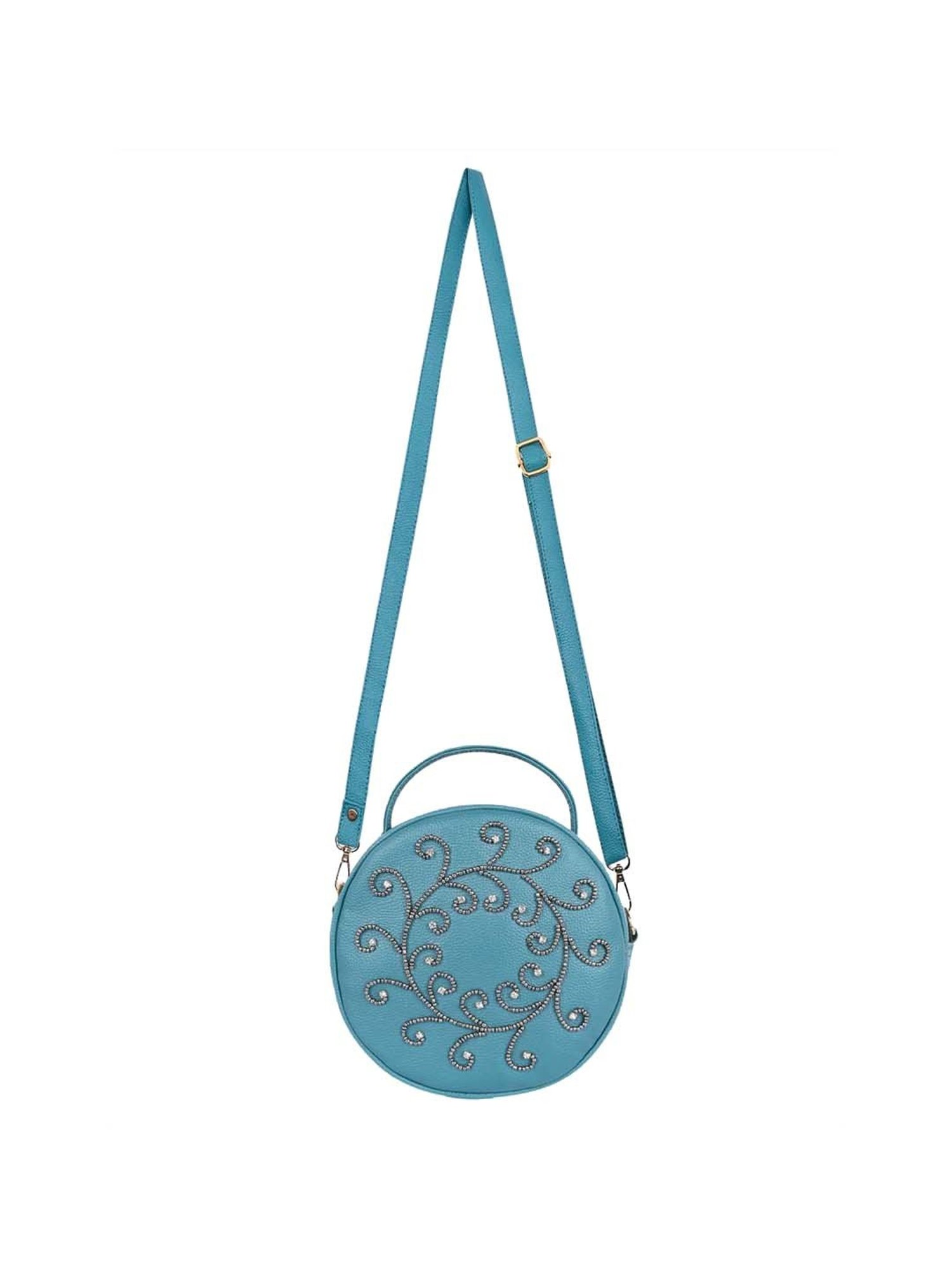 Bagsy Malone Blue Embellished Medium Sling Handbag
