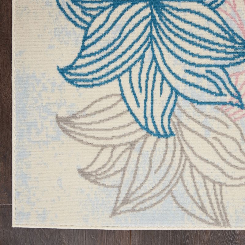 6'x9' Rectangle Loomed Floral Area Rug Off-White - Nourison