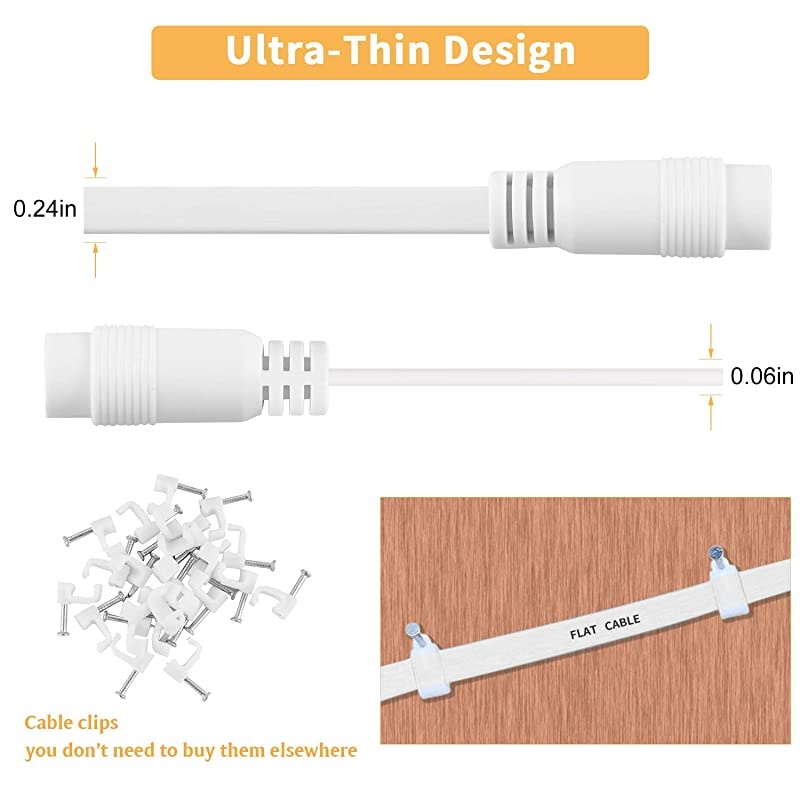 Pack DC Power Extension Cable 10ft 1mm x 55mm Compatible with 1V DC Adapter Cord for CCTV IP Camera LED Car White