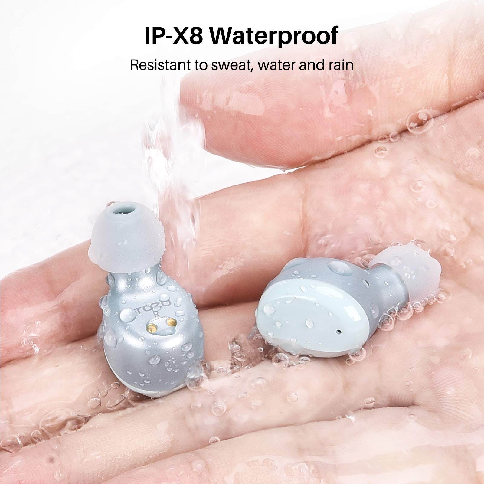 TOZO T6 True Wireless Earbuds Bluetooth Headphones Touch Control with Wireless Charging Case IPX8 Waterproof  Stereo Earphones in-Ear Built-in Mic Headset Premium Deep Bass for Sport