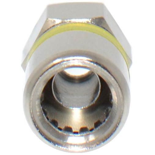 RG6 Quad Shield Coaxial to Self Lock F-Type Compression Connector Yellow (10/pk)