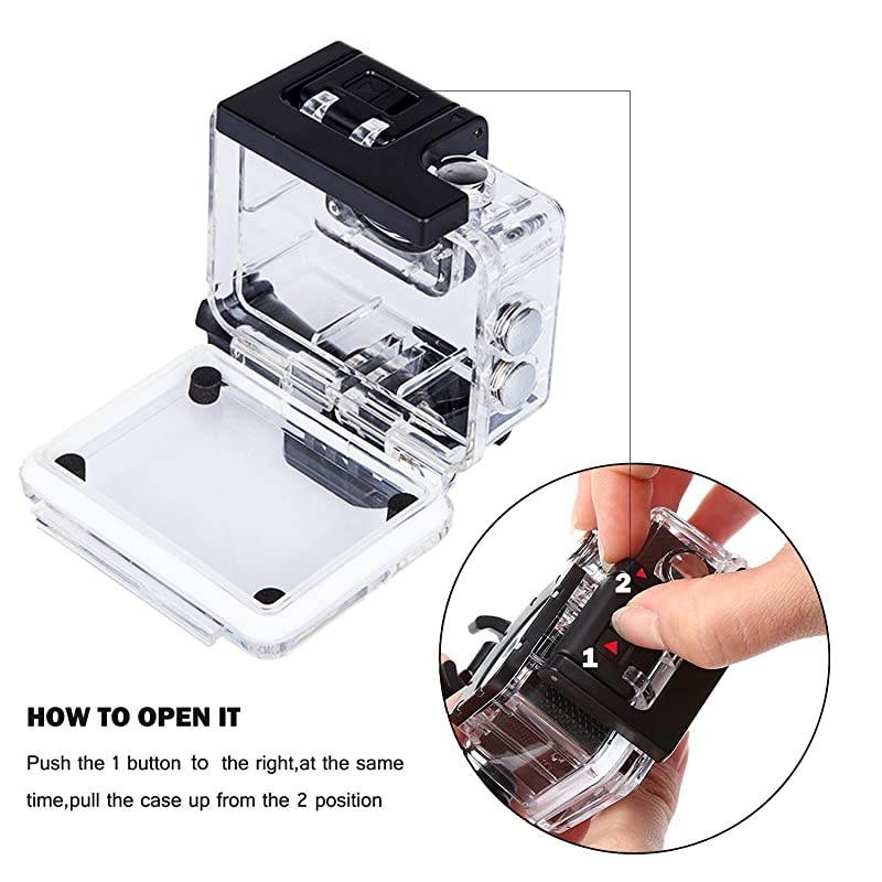 Action Camera Waterproof Case Underwater Protective Housing Case Compatible with AKASO EK7000 EK5000 DBPOWER EX5000 WiMiUS Q1Q2 VemontAPEMANEKEN H9R 4K Sports Camera