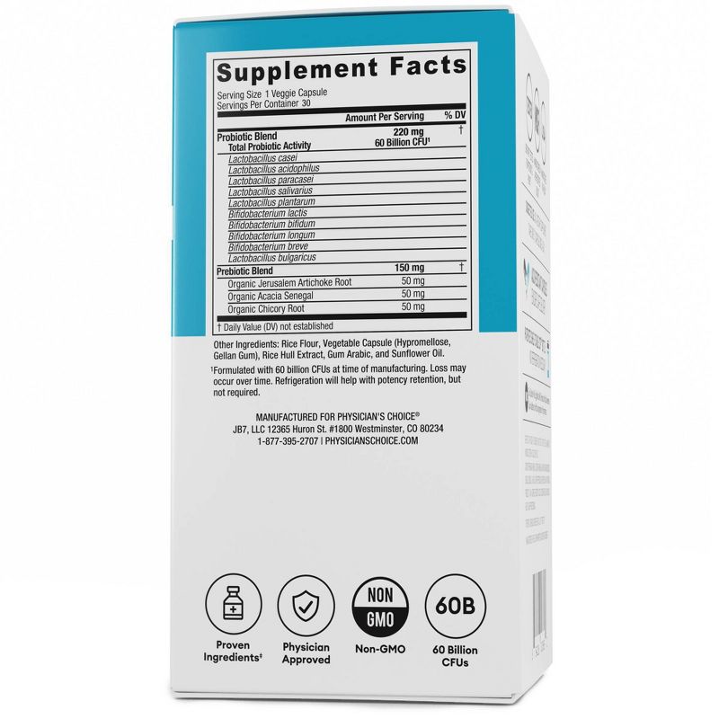 Physician's Choice 60 Billion Probiotic with Prebiotic Capsules - 30ct