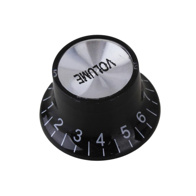 BQLZR Top Hat Guitar Plastic 10 Tone Knobs & 20 Volume Knobs Black w/ Aluminium Cap