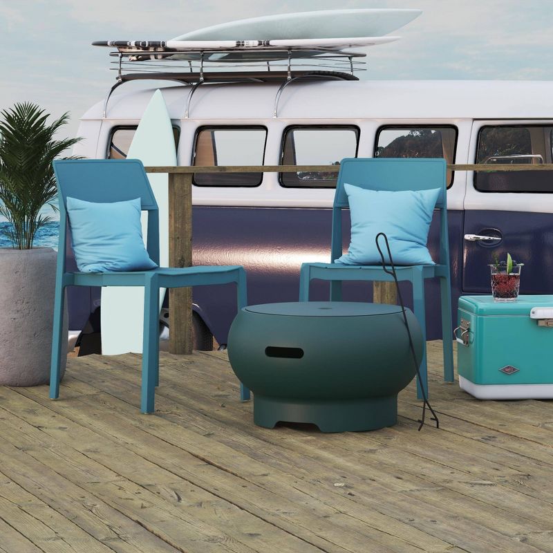 Asher 27" Outdoor Wood Burning Fire Pit with Grilling Surface - Hunter Green - Novogratz