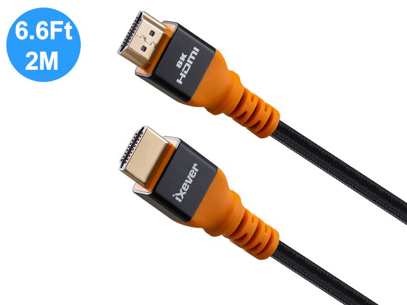 8K HDMI Cable [6.6ft], iXever HDMI 2.1 Cable 48Gpbs Ultra High Speed Braided Cord up to 4K@120Hz 8K@60Hz HDCP 2.2 & 2.3 Compatible with PS5/PS4/Xbox/Apple TV/Roku TV/Fire TV/HDTV/Samsung QLED TV