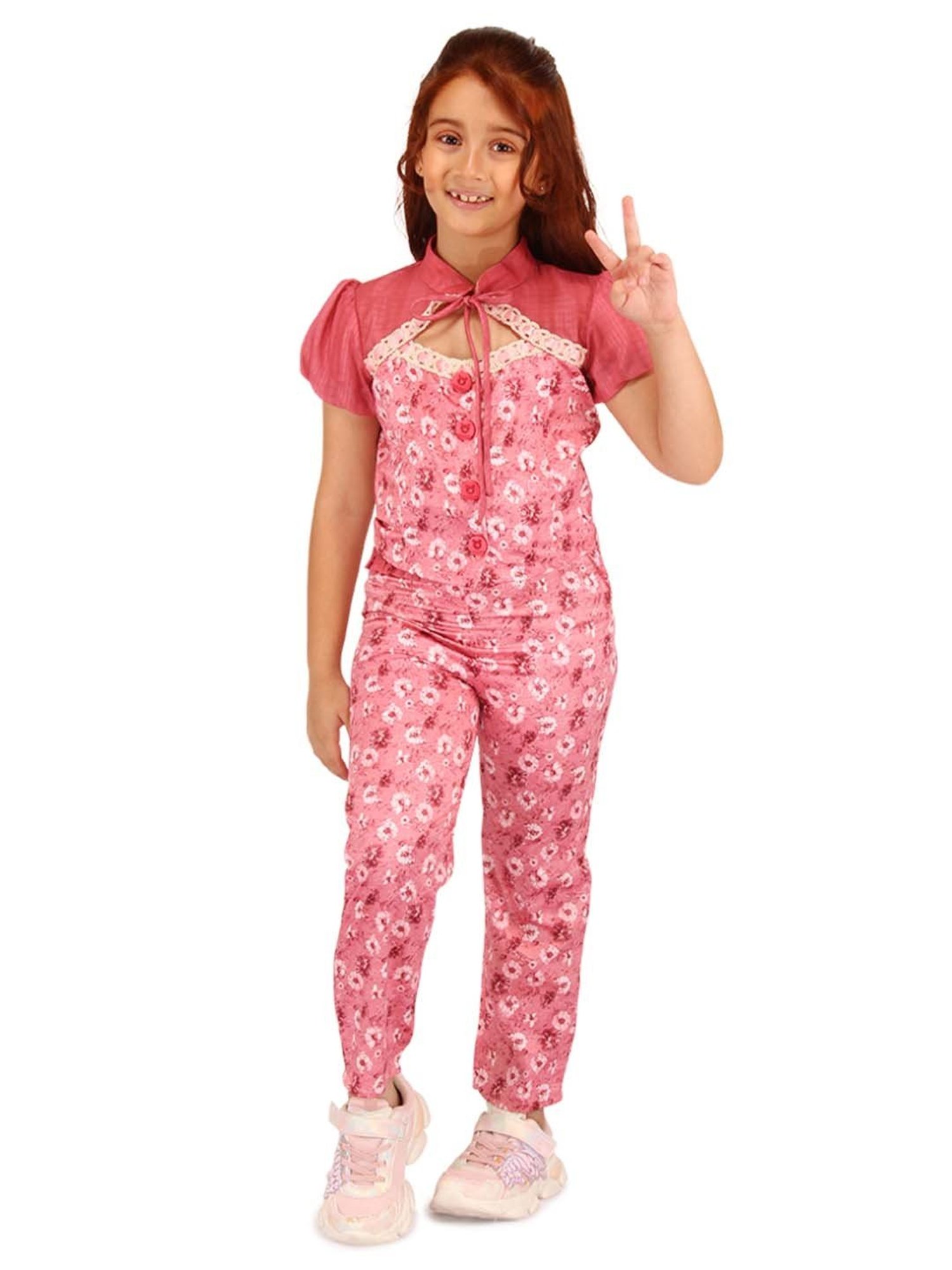 Akkriti by Pantaloons Kids Red & Cream Embroidered Kurta Set