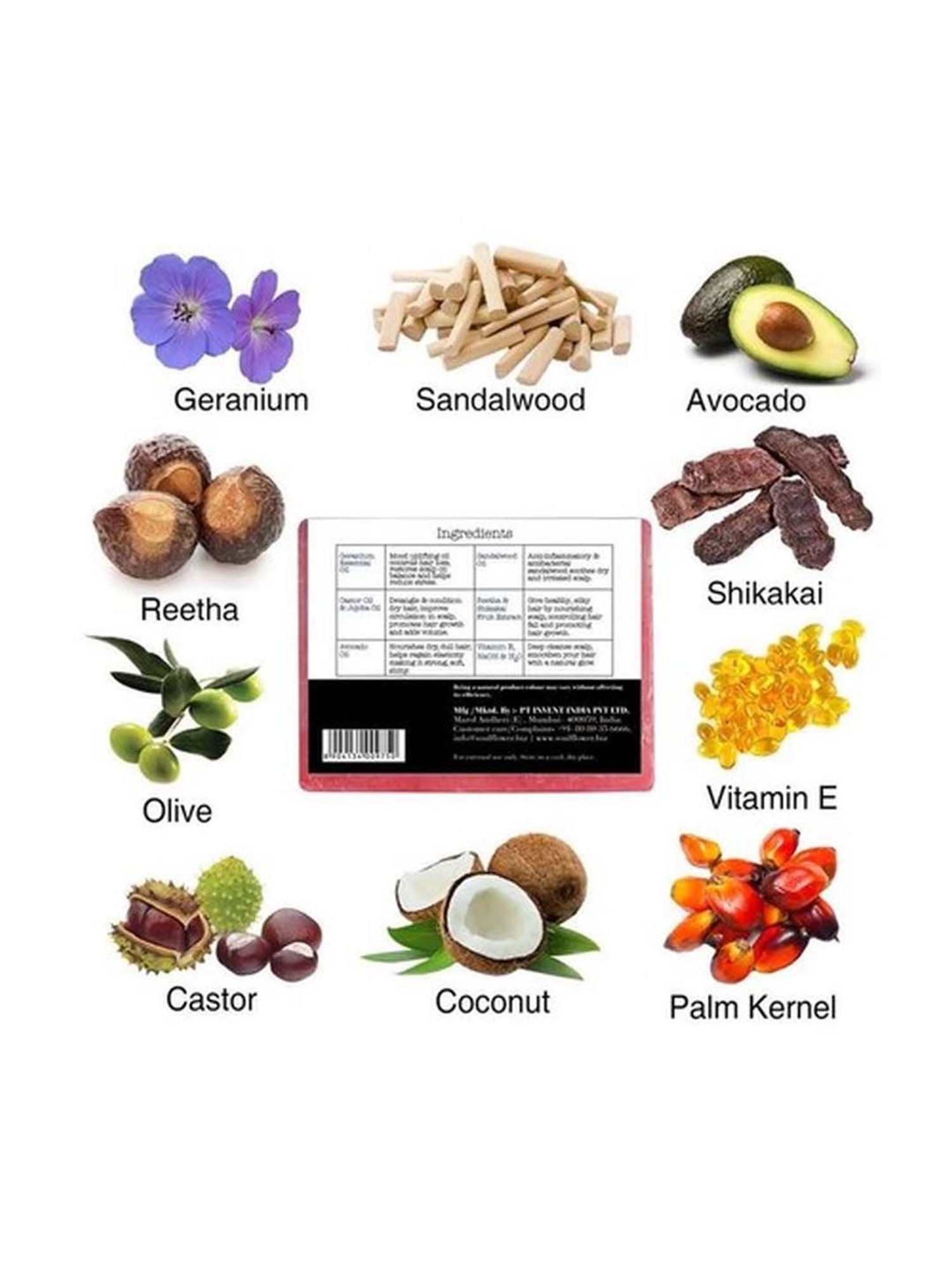 Soulflower Sandalwood Geranium Hair Cleansing Bar Soap - 150 gm