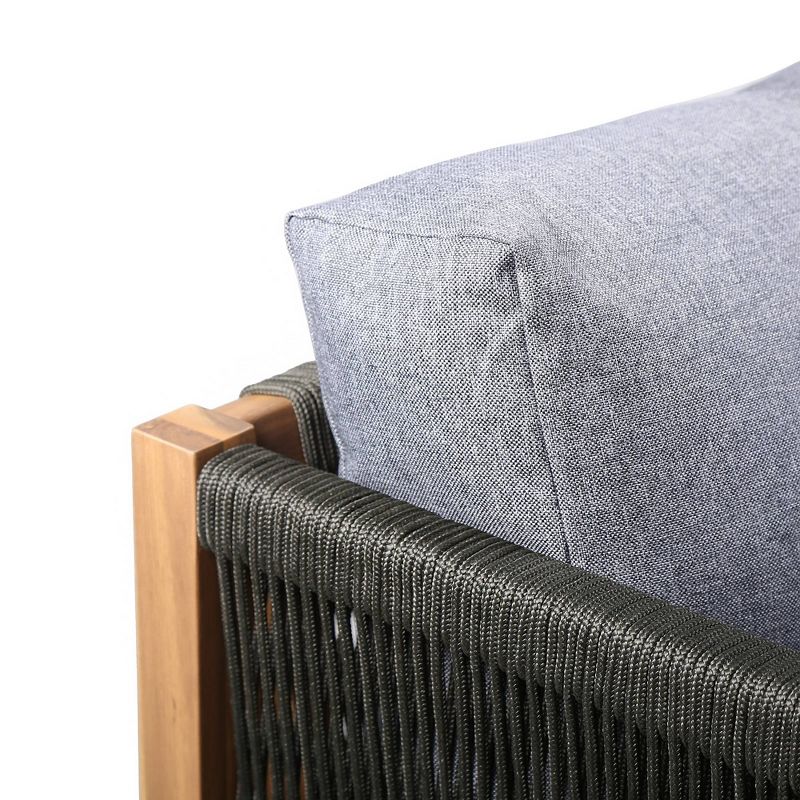 Sienna Outdoor Eucalyptus Sofa in Teak Finish with Gray Cushions - Armen Living