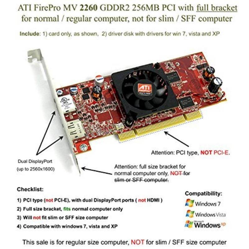 epic it service  ati firepro mv 2260 gddr2 256mb pci full size bracket