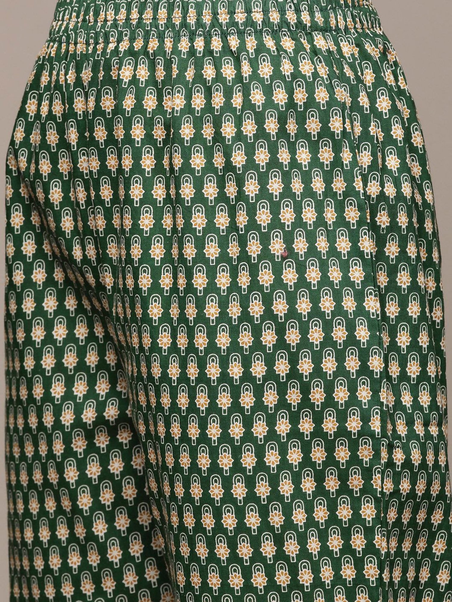 Anubhutee Green Cotton Floral Print Kurta Palazzo Set