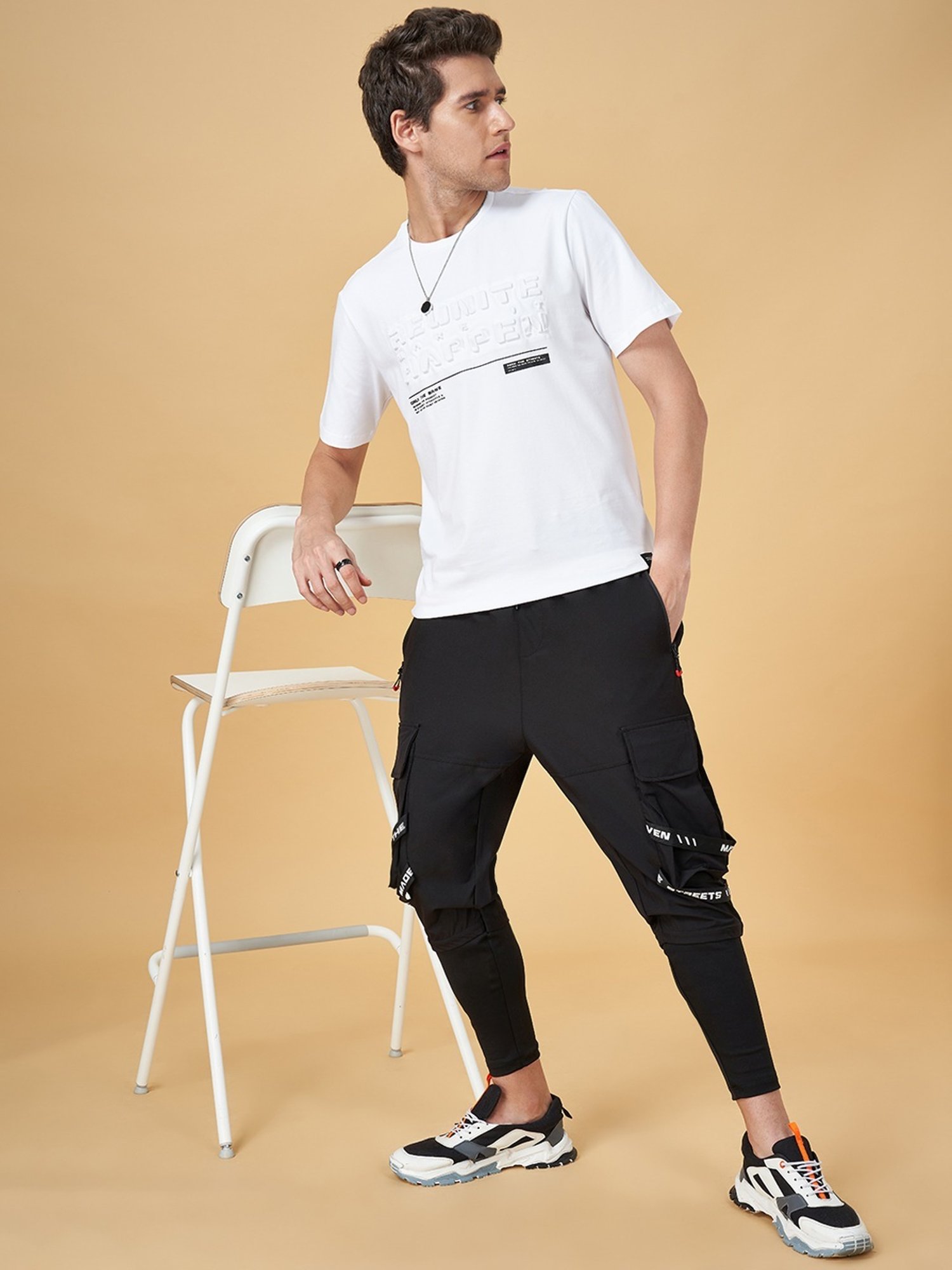 Street 808 By Pantaloons White Cotton Regular Fit Printed T-Shirt