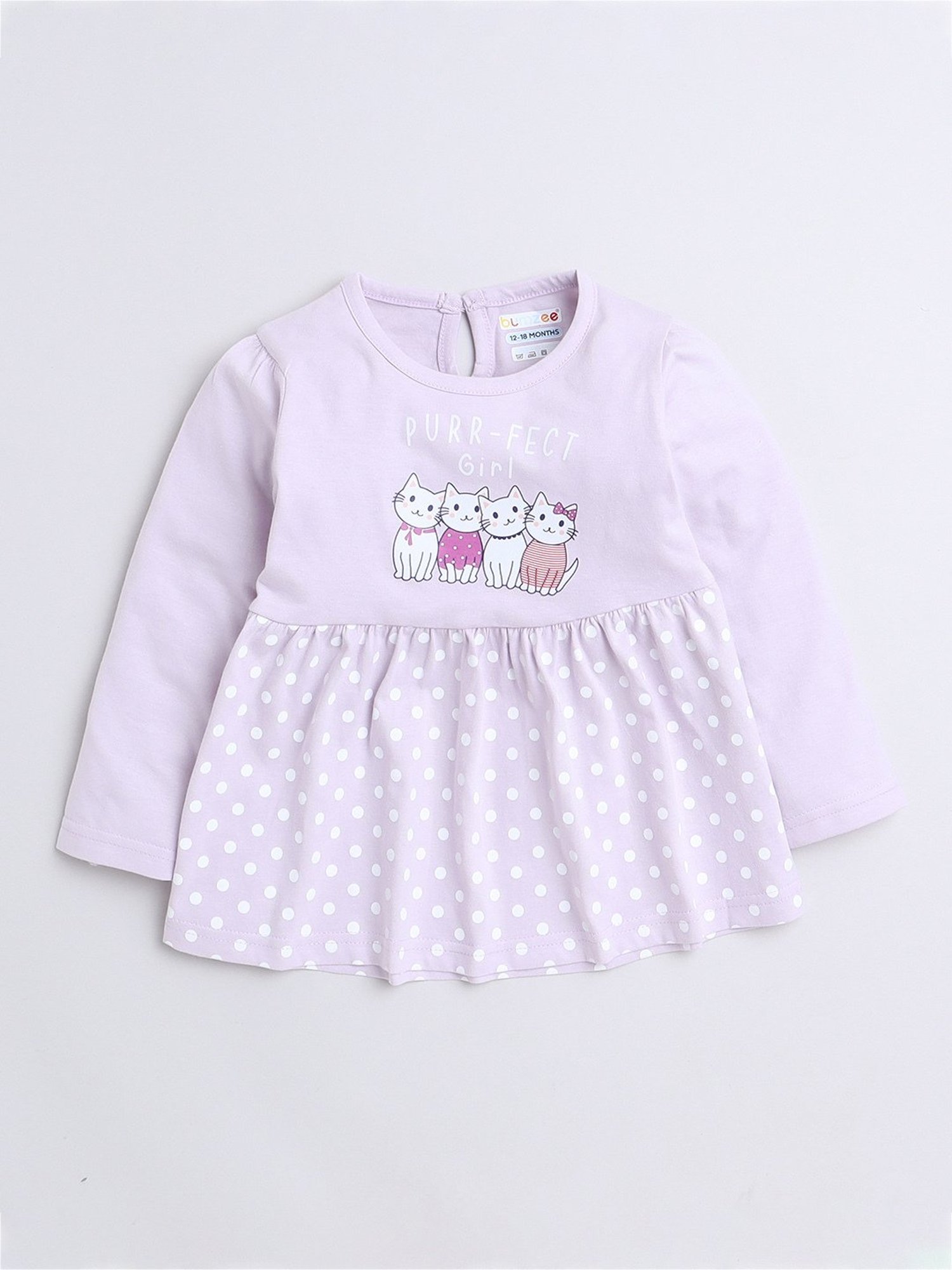 Bumzee Kids Lilac Printed Full Sleeves Frock